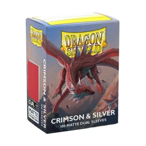 Dragon Shield - Standard Size Dual Matte Sleeves (100 Sleeves) - Crimson & Silver